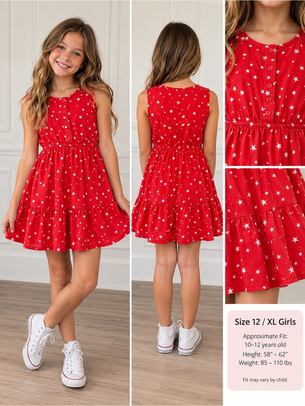 GAP Red Sleeveless Star-Print Sundress